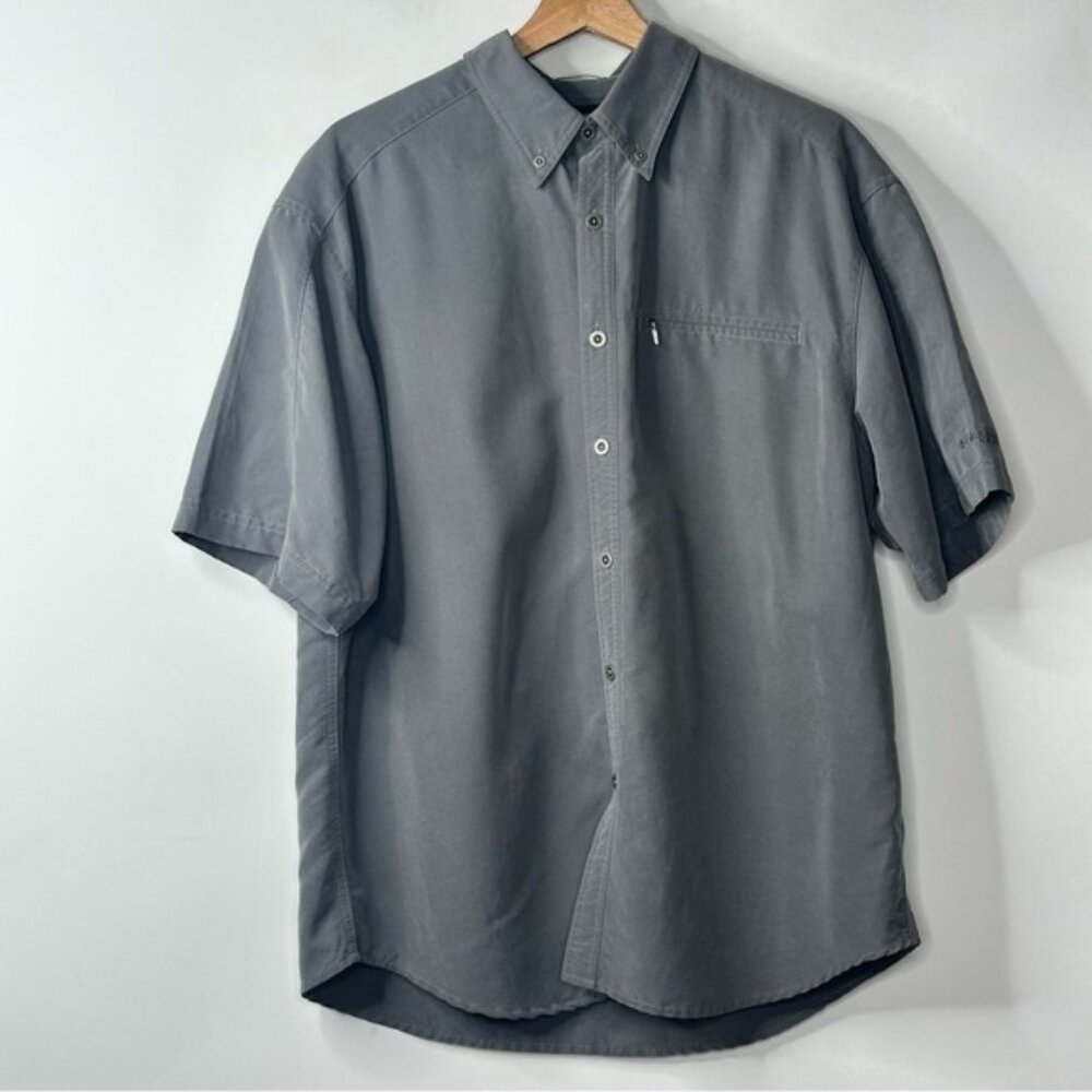 Columbia Sportswear Outdoor Camp Gray Short Sleeve Button Down Shirt